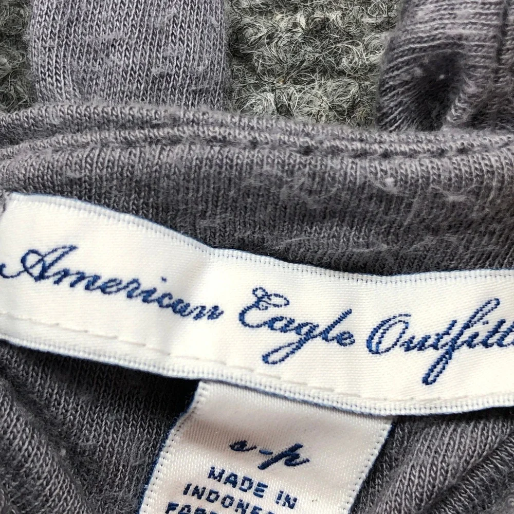 American Eagle Outfitters Gray Halter Babydoll Top T-Back Pockets Womens S/P